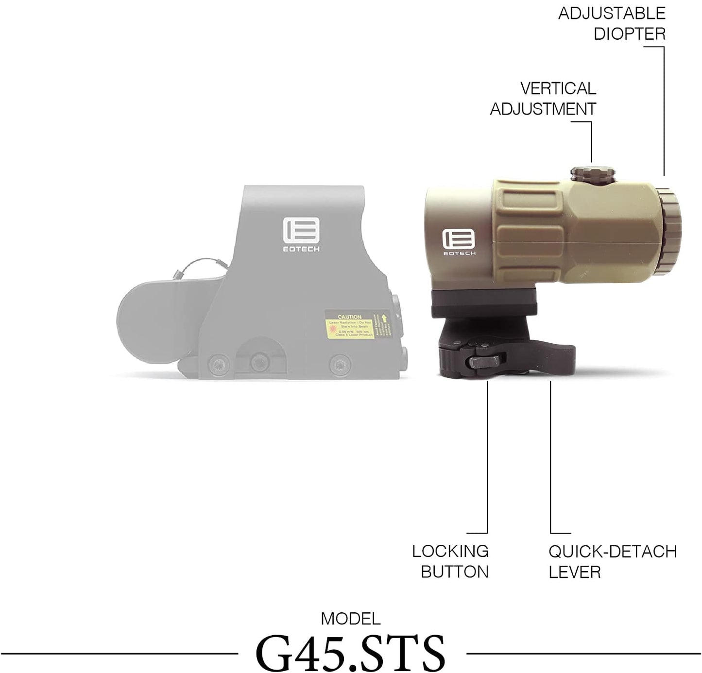 EOTECH 5 power magnifer with quick disconnect, switch to side (STS) mount  - G45.STSTAN