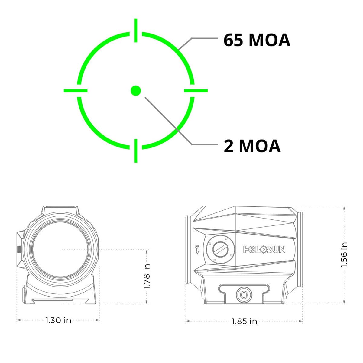 HOLOSUN Green Multi-Reticle, 7075 Aluminum, Enclosed, Solar Charging, Compact Tube, Rifle - SCRS-GR-MRS