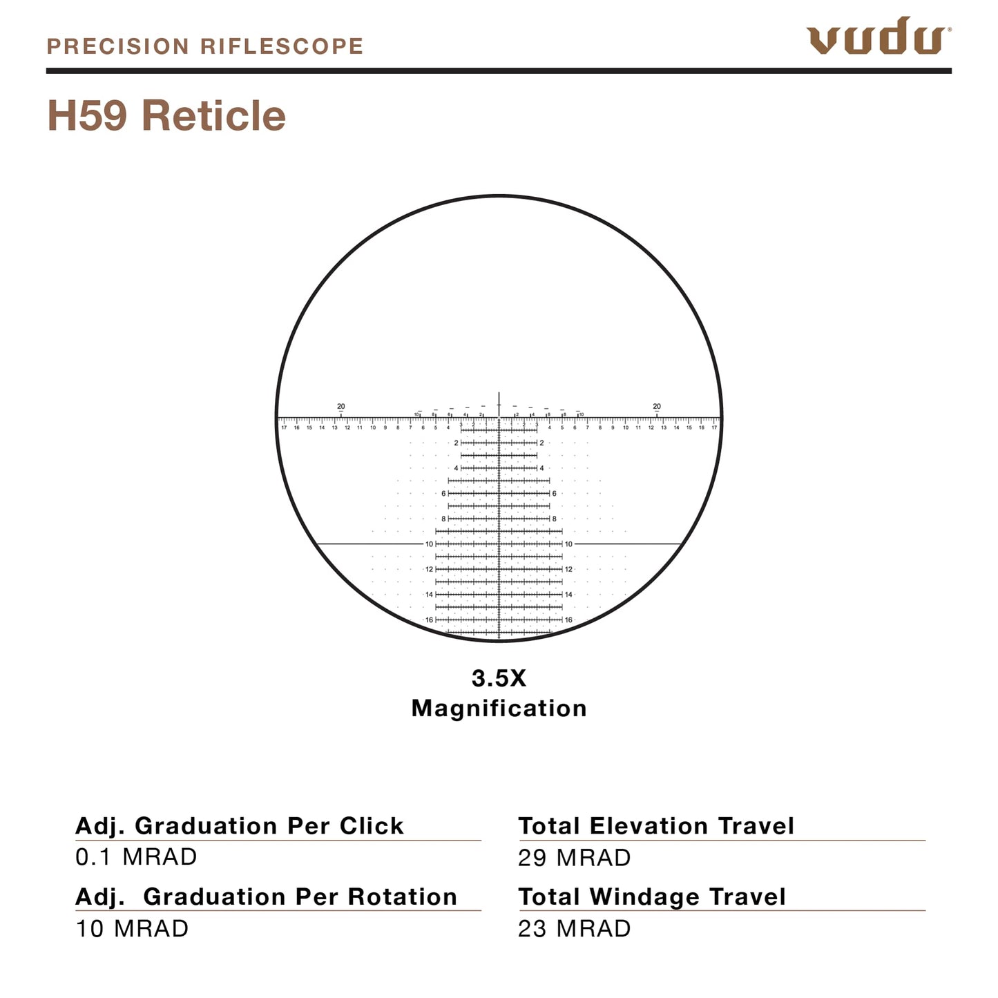 EOTECH Vudu 3.5-18x50 FFP Riflescope - H59 Reticle (MRAD) - VDU3-18FFH59