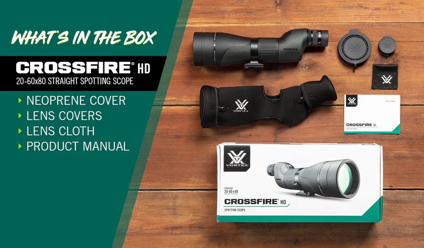 Vortex Optics Crossfire HD Spotting Scopes (20-60x80 Straight)