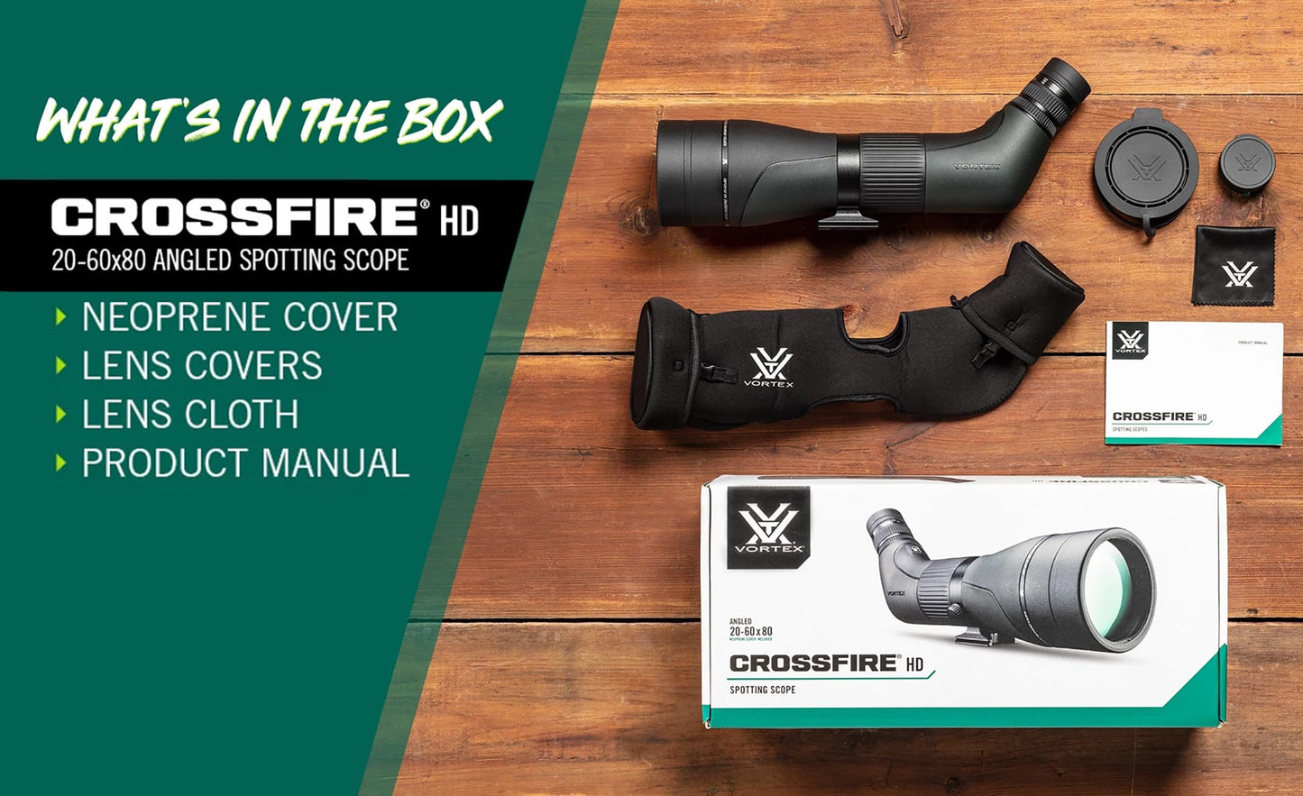 Vortex Optics Crossfire HD Spotting Scopes (20-60x80 Angled)