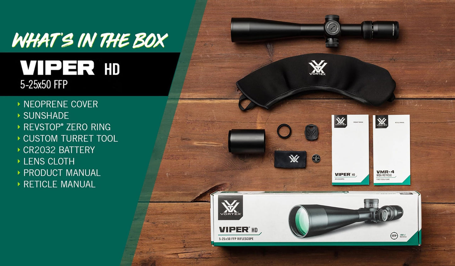 Vortex Optics Viper HD 5-25x50 First Focal Plane Scope - VMR-4 MOA Reticle