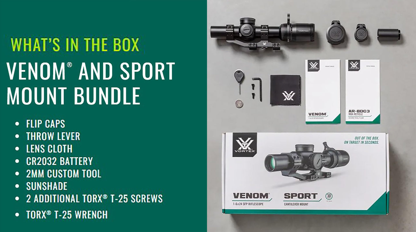 Vortex Venom 1-6x24 Second Focal Plane Riflescope & Sport Cantilever Mount Bundle
