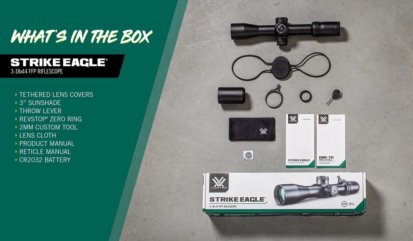 Vortex Optics Strike Eagle 3-18x44 First Focal Plane Riflescope - EBR-7C Reticle (MOA)