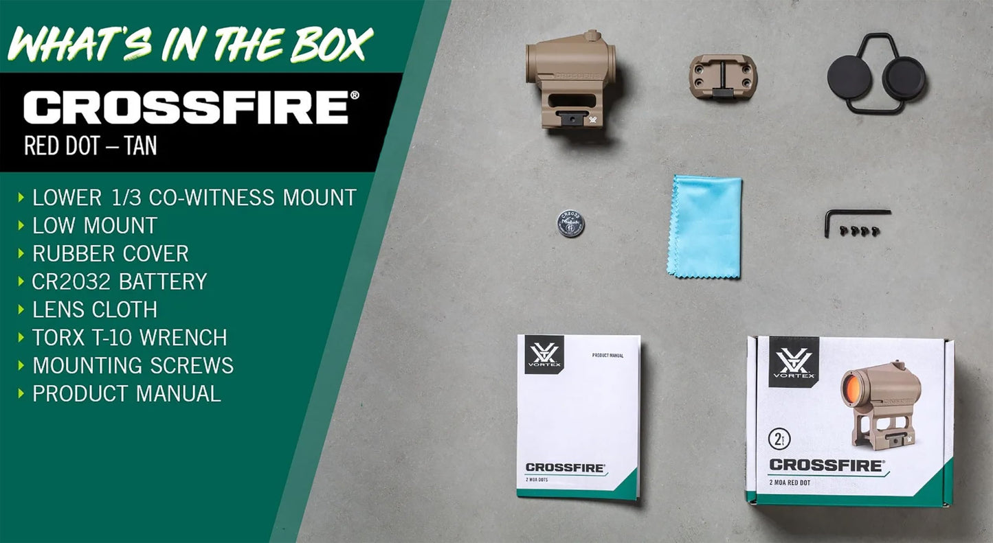Vortex Optics Crossfire Red Dot Sight Gen II - 2 MOA Red Dot, Tan