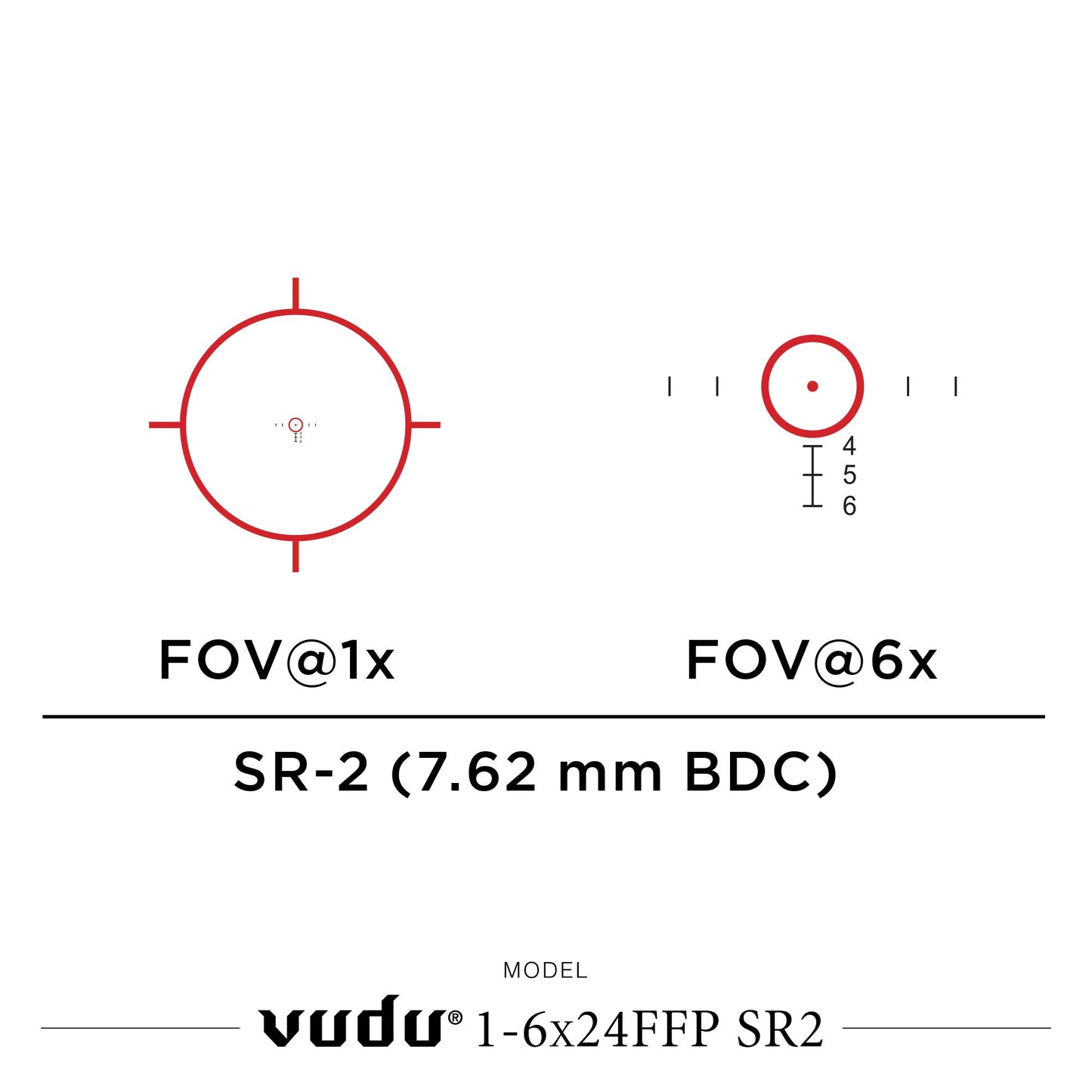 EOTECH Vudu 1-6x24 FFP Riflescope - SR2 Reticle (MOA) - VDU1-6FFSR2