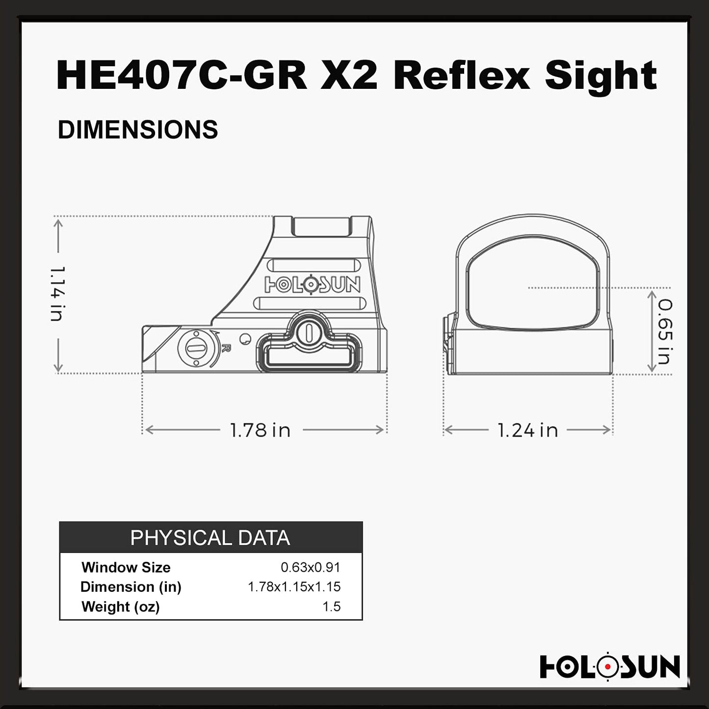 HOLOSUN Green 2MOA Dot, 7075 Aluminum, Open, Solar, Shake Awake, Pistol - HE407C-GR X2