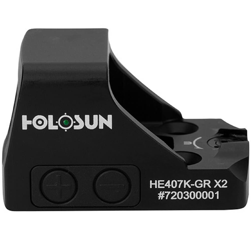 HOLOSUN Green 6MOA Dot, 7075 Aluminum, Open, Shake Awake, Compact Pistol - HE407K-GR-X2