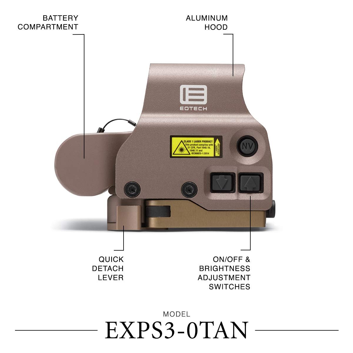 EOTECH Holographic Weapon Sight TAN 68MOA Ring & 1 MOA Dot  - EXPS3-0TAN