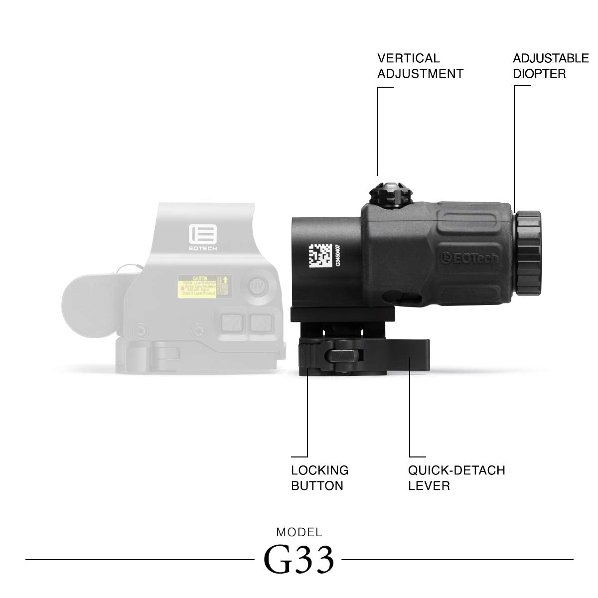 EOTECH Black 3 Power magnifier with (STS) mount  - G33.STS