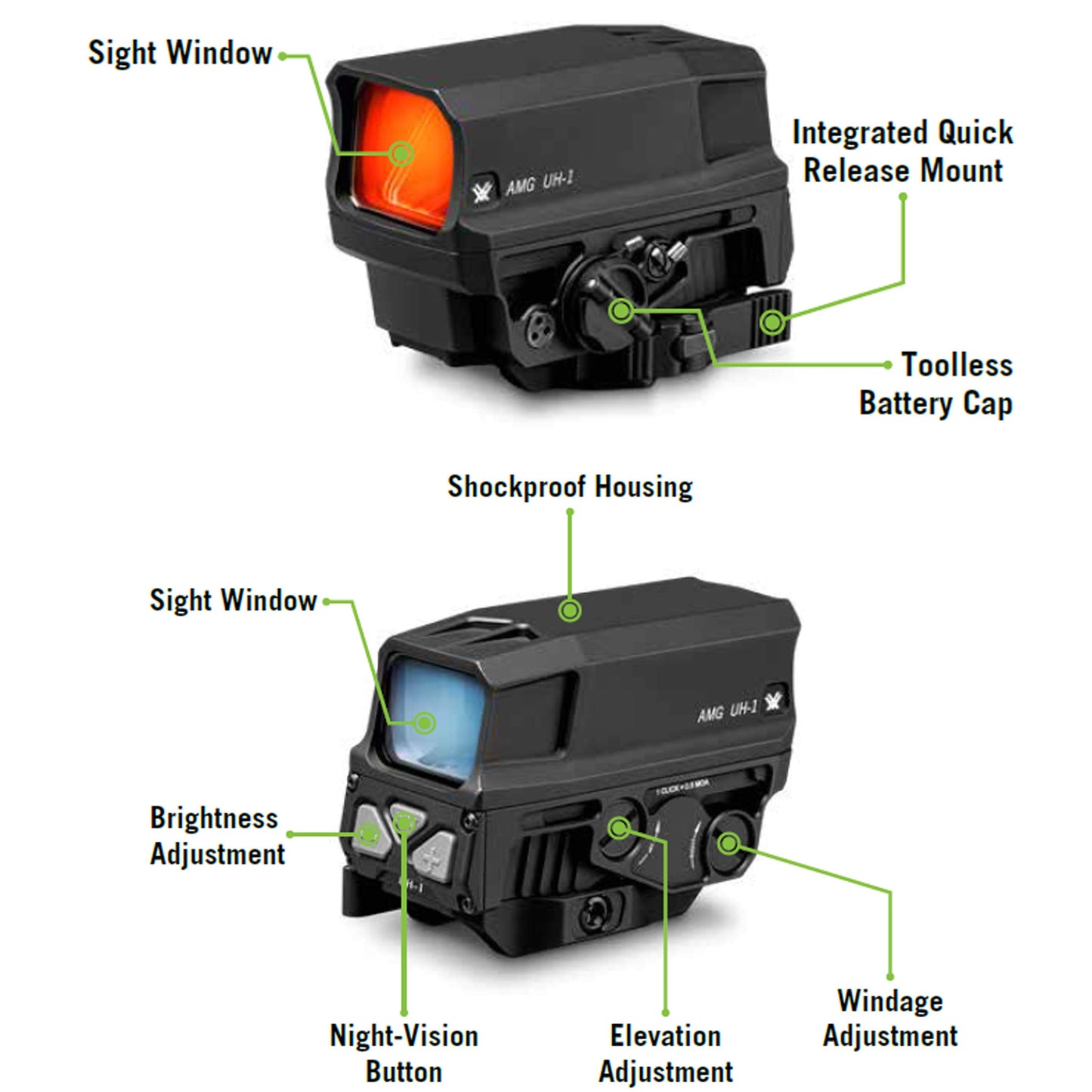 Vortex Optics AMG UH-1 Gen II Holographic Sight, blk - AMG-HS02