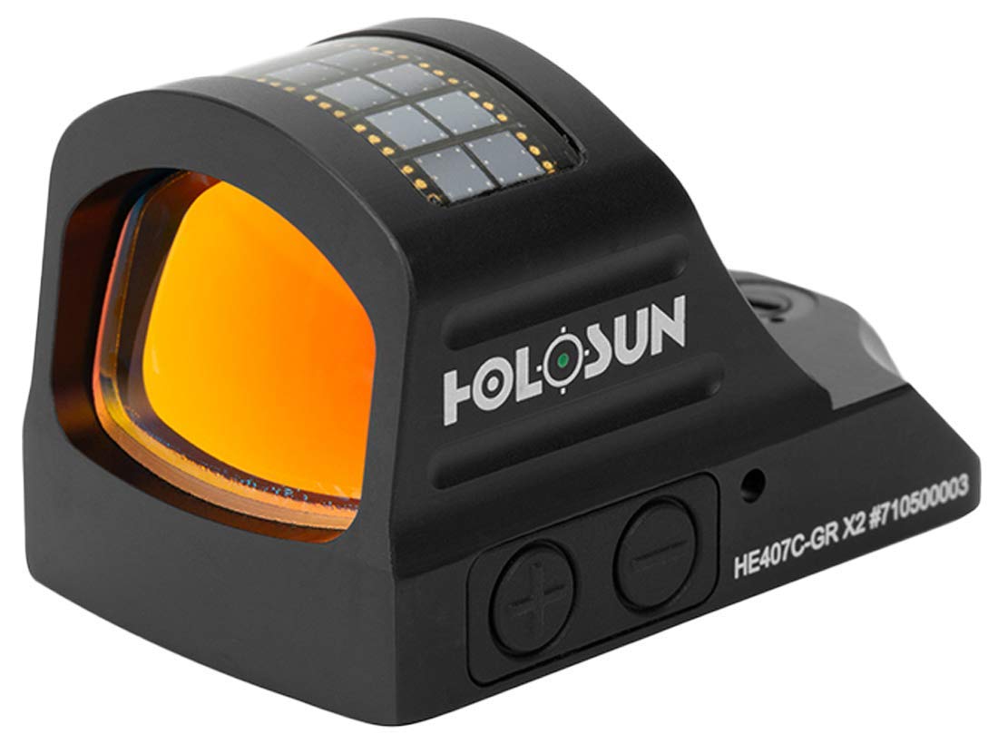 HOLOSUN Green 2MOA Dot, 7075 Aluminum, Open, Solar, Shake Awake, Pistol - HE407C-GR X2